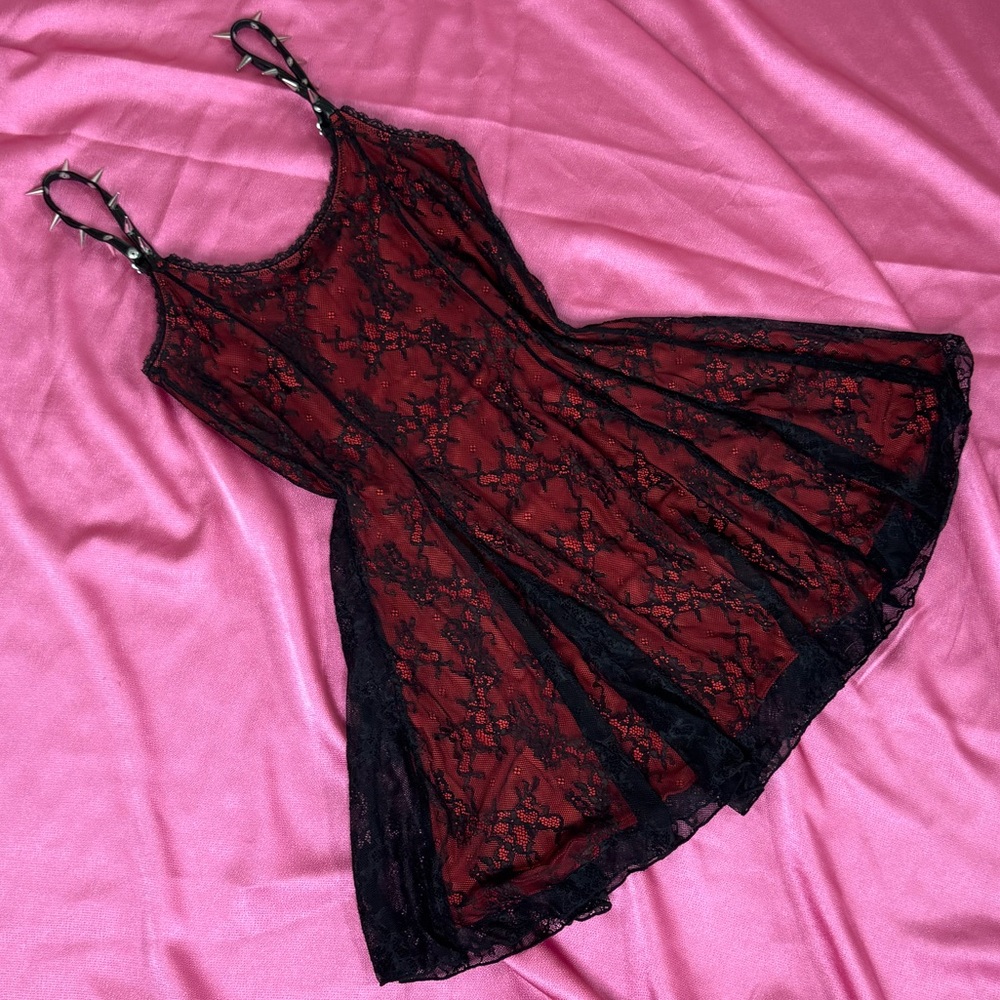 SOLD ON DEPOP💋Widow Lace Dress with Spikes💋